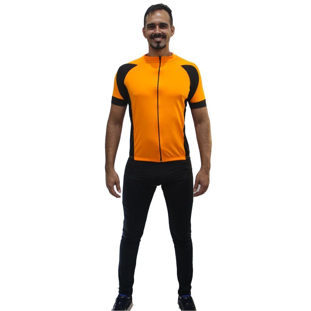 Camiseta manga curta para ciclismo DeA Modas com faixa na costa masculina