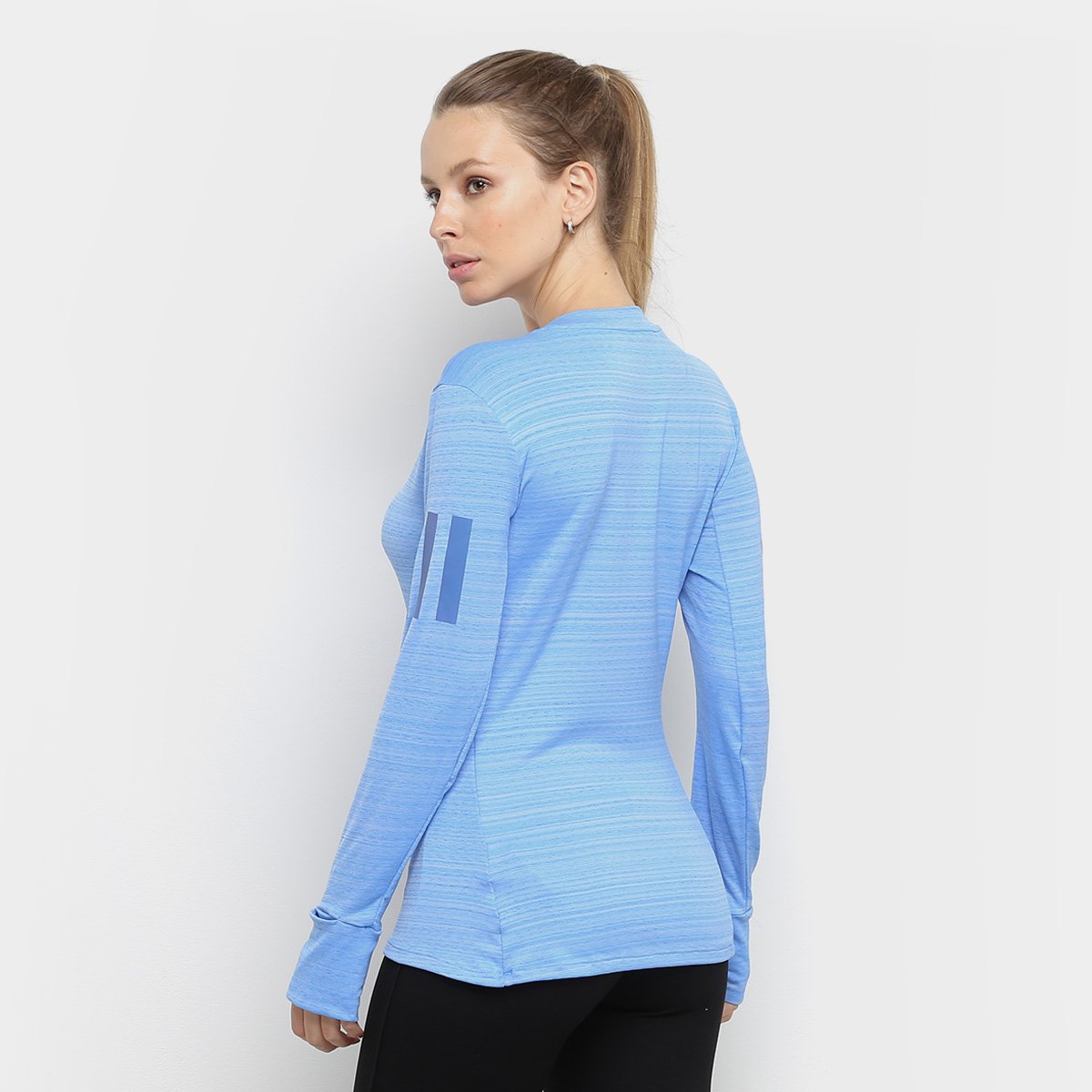 Camiseta Manga Longa Adidas Run Ls Feminina - Azul | Netshoes