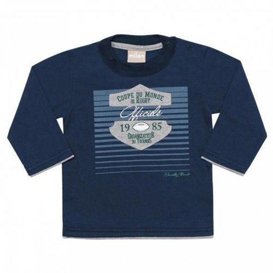 Camiseta Manga Longa Básica Infantil Menino Milon 3265 - Marinho Menor preço em Camiseta Manga Longa Básica Infantil Menino Milon 3265 - Marinho