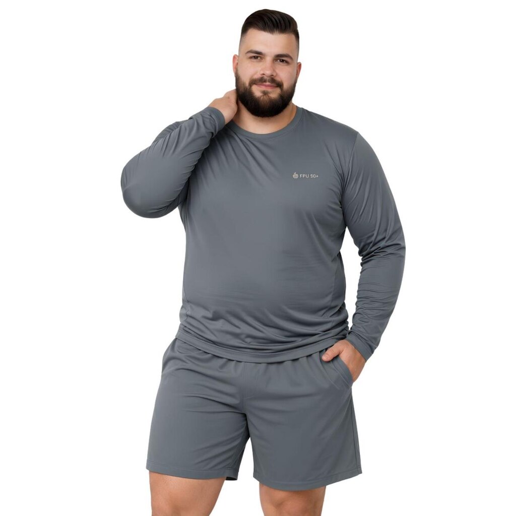 Camiseta Manga Longa Com Proteção UV FPS50 Plus Size
