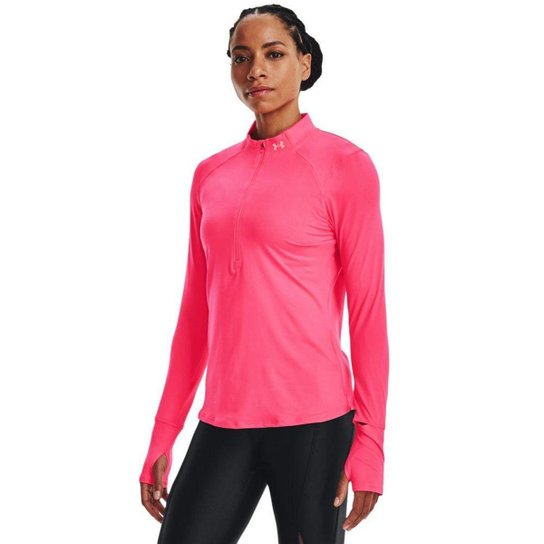 Camiseta Manga Longa de Treino Feminina Under Armour Qualifier - Preto Menor preço em Camiseta Manga Longa de Treino Feminina Under Armour Qualifier - Preto
