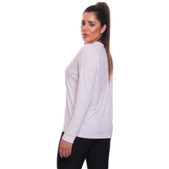 Camiseta Manga Longa Feminina Dry Proteção UV Básica Lisa Academia Treino Fitness