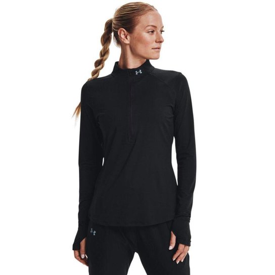 Camiseta Manga Longa Feminina Under Armour Qualifier Run 2.0 1/2 Zip - Preto Menor preço em Camiseta Manga Longa Feminina Under Armour Qualifier Run 2.0 1/2 Zip - Preto