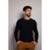 Camiseta Manga Longa Gola Henley Canelada Comfy - Preto