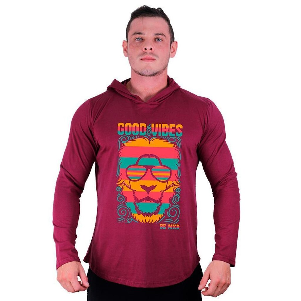 Camiseta Manga Longa Longline Com Touca MXD Conceito Moda Fitness