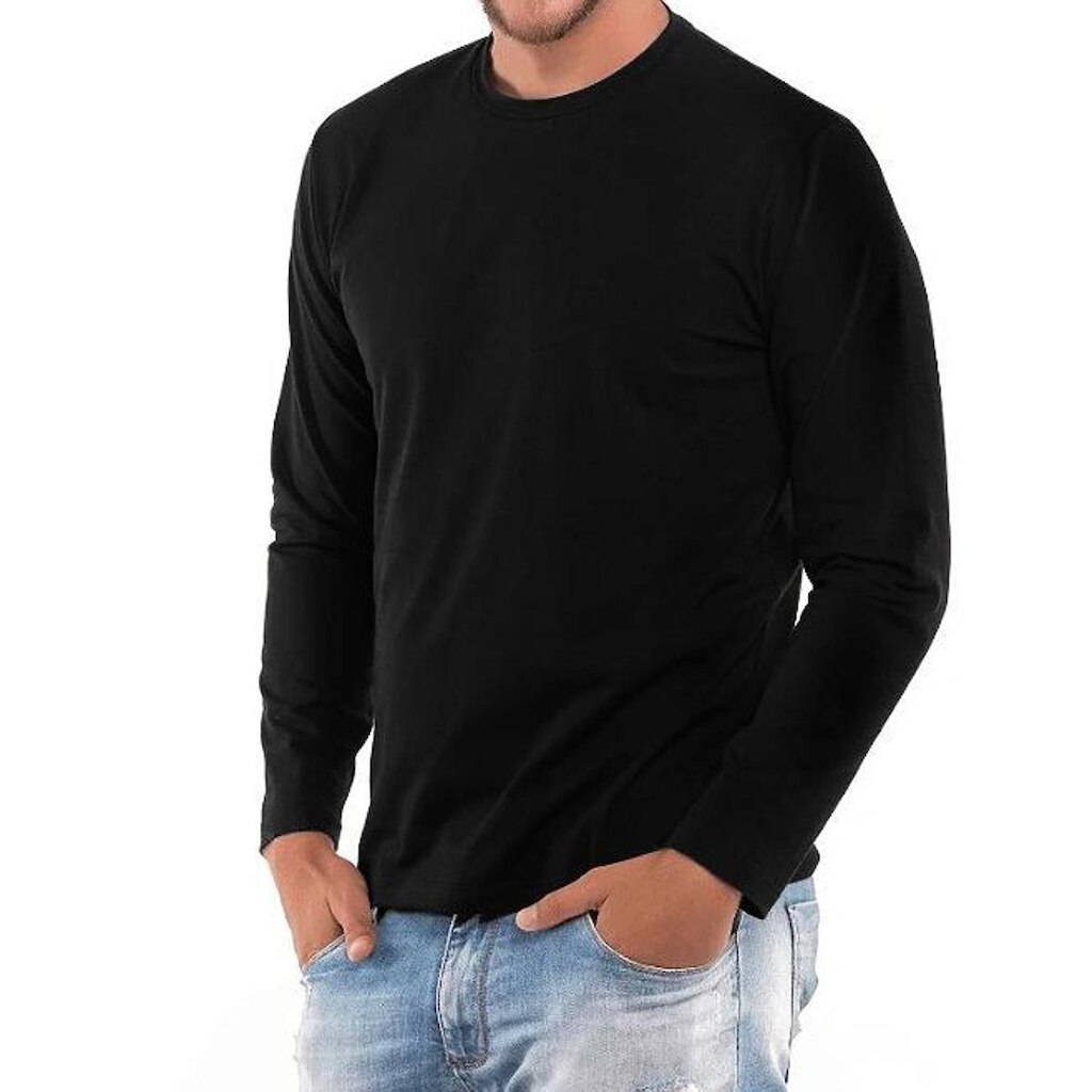 Camiseta Manga Longa Masculino 100% Algodão C15-BRANCO-GG
