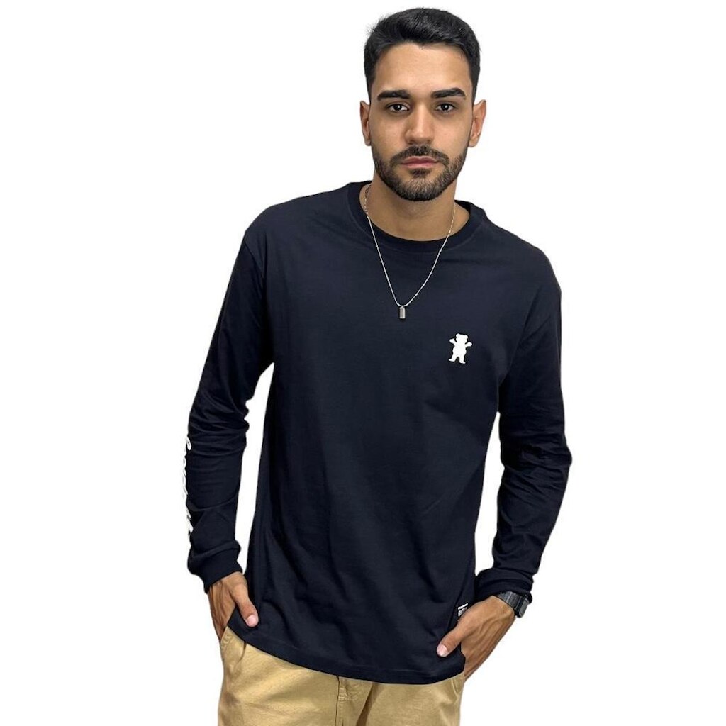 Camiseta manga Longa mini Grizzly- Preta