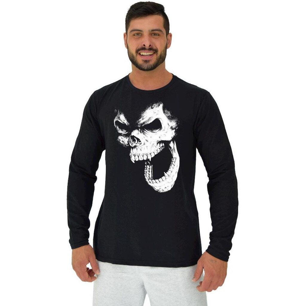 Camiseta Manga Longa Moletinho MXD Conceito Monkey Skull