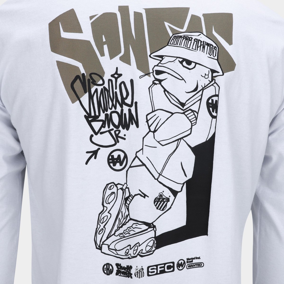 Camiseta Manga Longa Santos Fish Drip Masculina - 5
