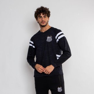 Camiseta Manga Longa Santos Oficial Escudo Masculina