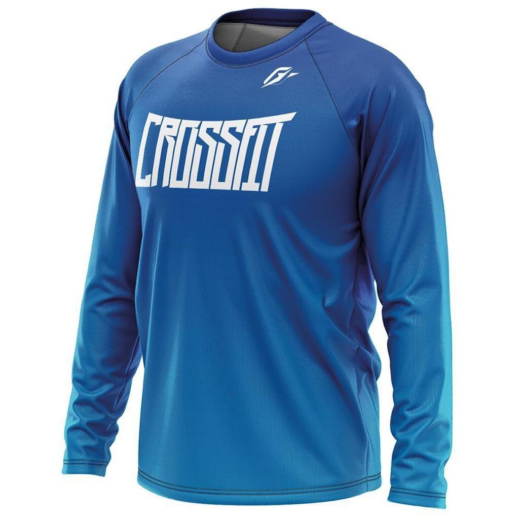 Camiseta Manga Longa Unissex Treino Gradiente Tie Dye Anil