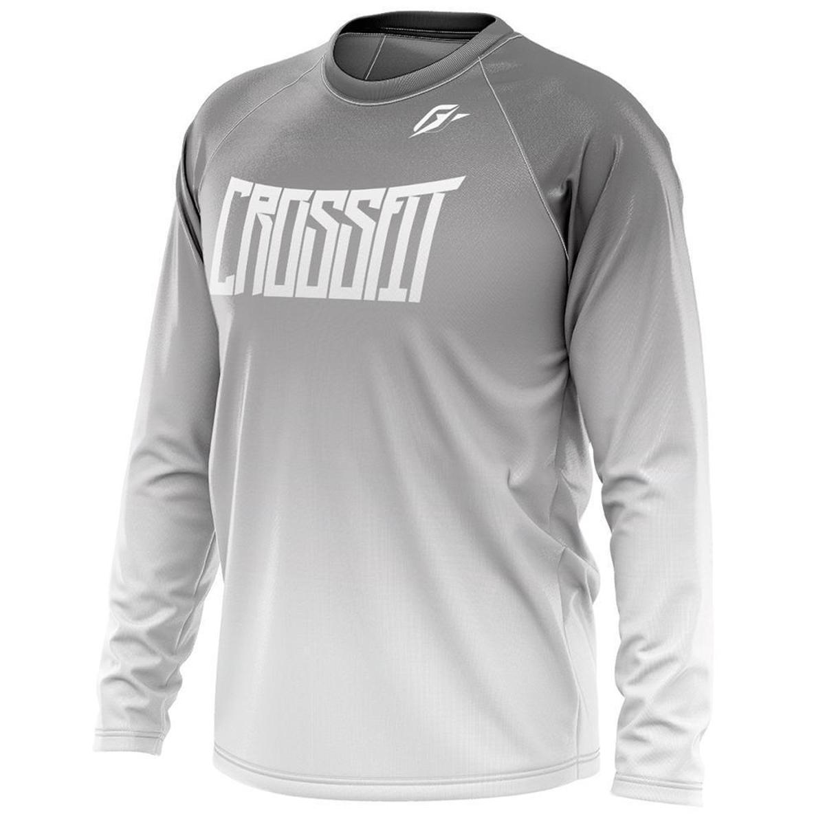 Camiseta Manga Longa Unissex Treino Gradiente Tie Dye Cinza Light