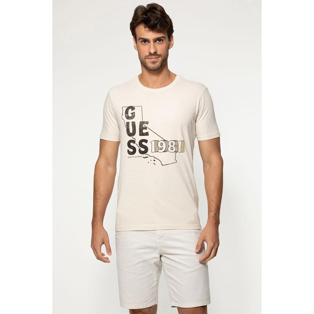 Camiseta Mapa Califórnia 1981 Bege