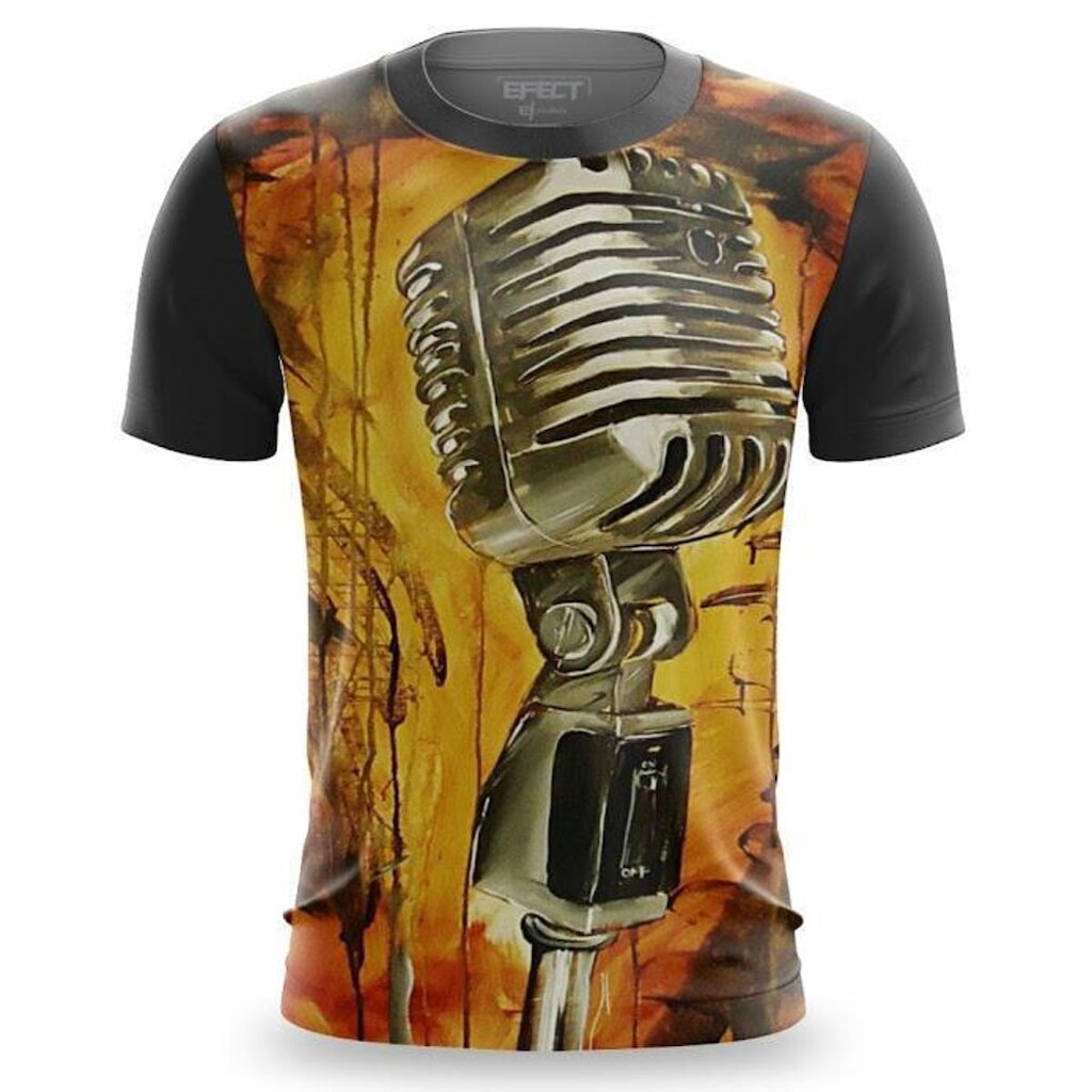 Camiseta Masculina 3D Musico de Microfone Camisa Estampada Cantor