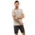 Camiseta Masculina Algodão Básica + Bermuda Elástico Lisa - Chumbo+Cinza