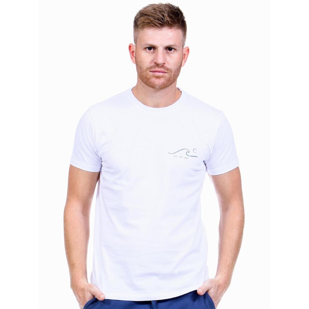 Camiseta Masculina Algodão Estampa Mar