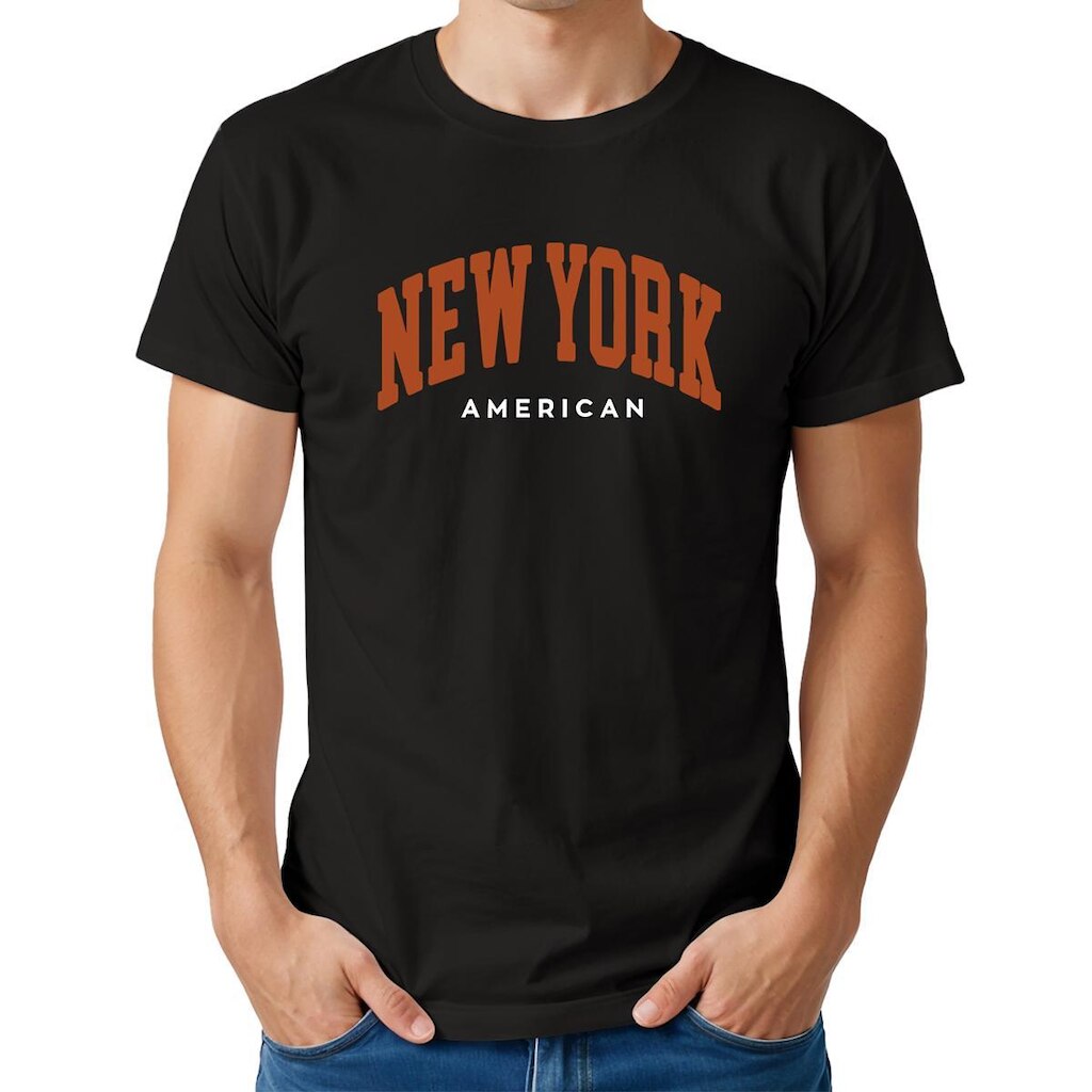 Camiseta Masculina Algodão Estampada New York American