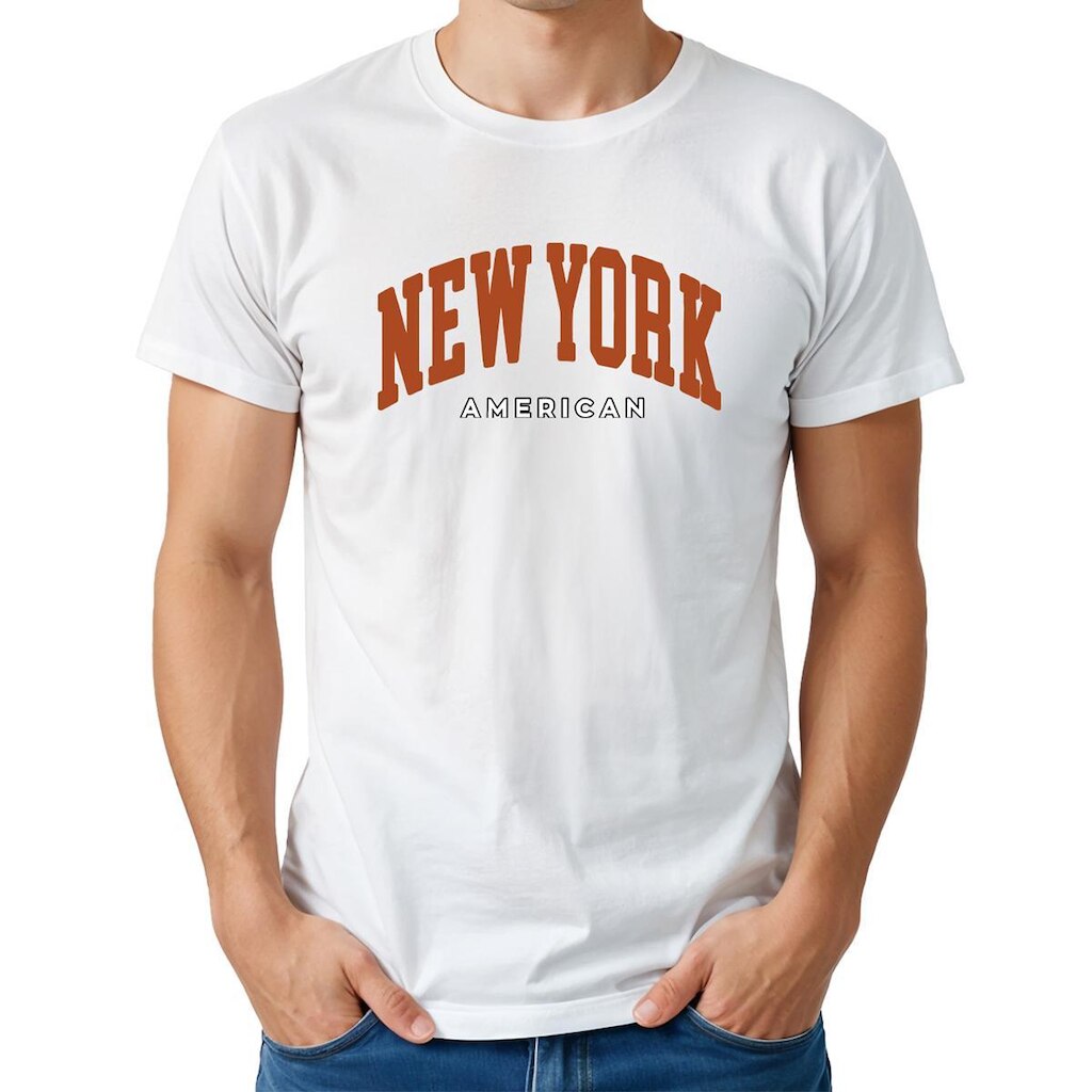 Camiseta Masculina Algodão Estampada New York American