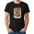 Camiseta Masculina Algodão Manga Curta Estampada Casual - Preto