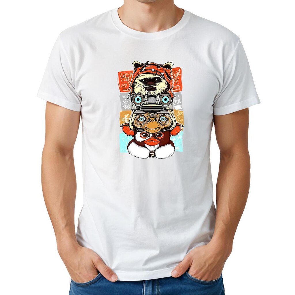 Camiseta Masculina Algodão Manga Curta Estampada Casual