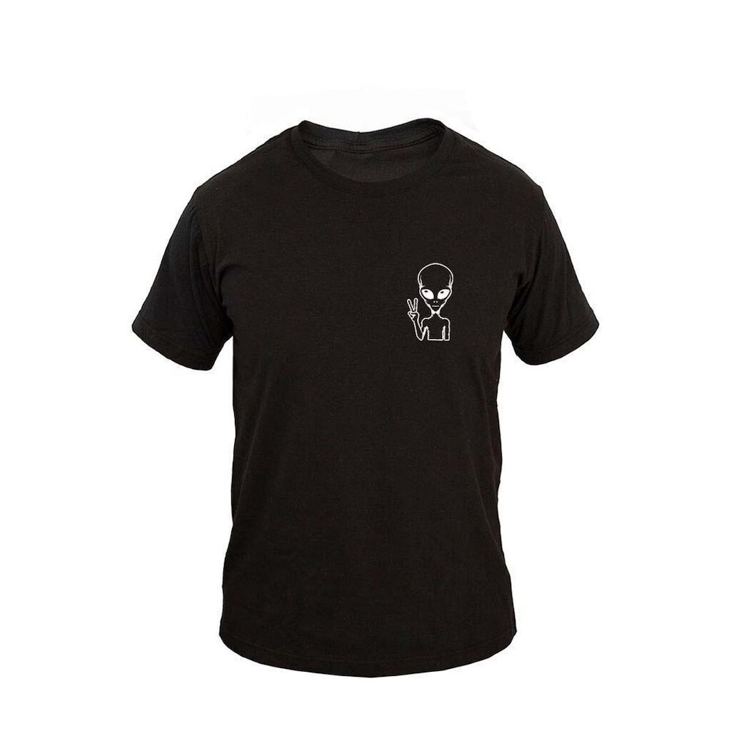Camiseta Masculina Algodão Manga Curta Paz e Amor Casual