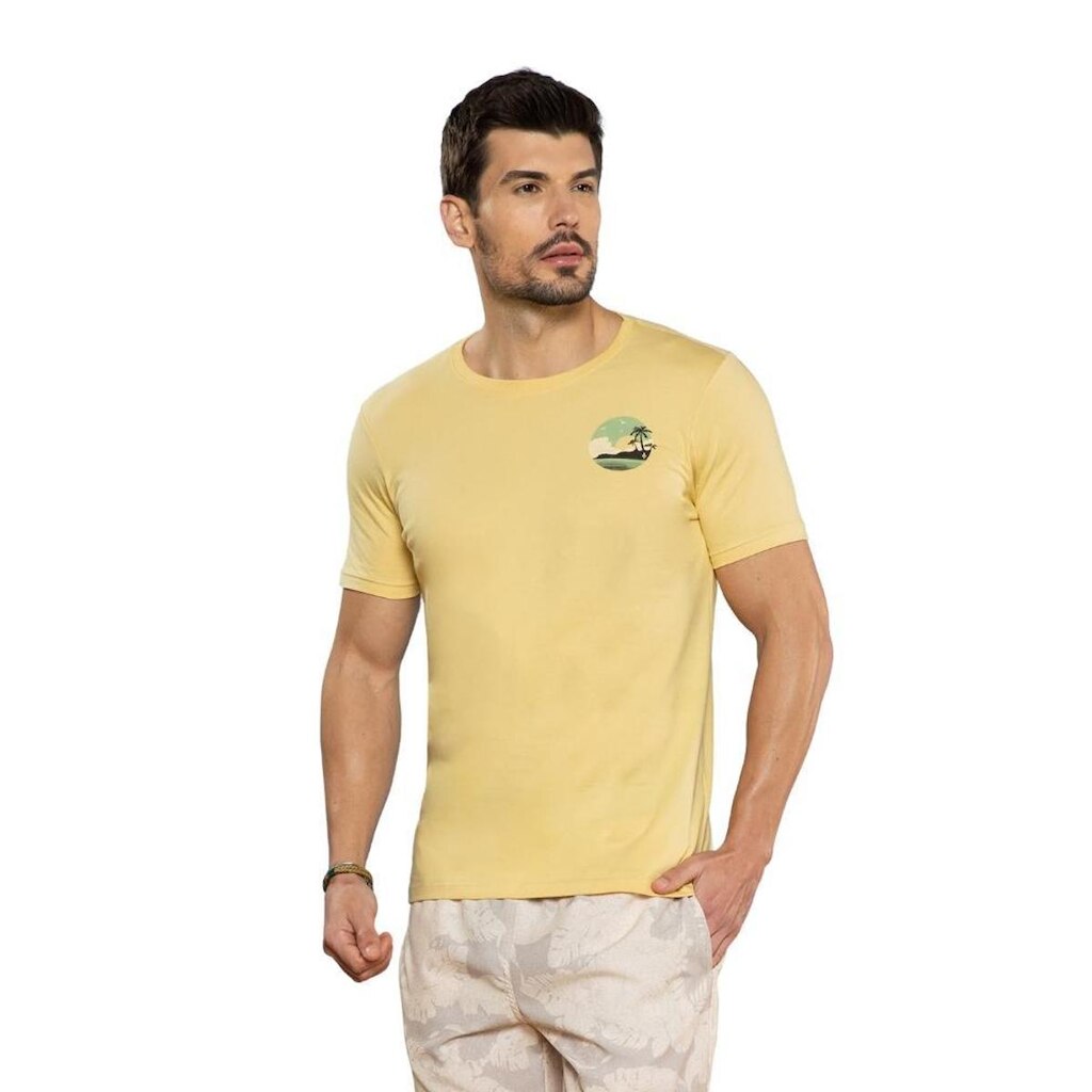 Camiseta Masculina Amarelo celeste DLZ