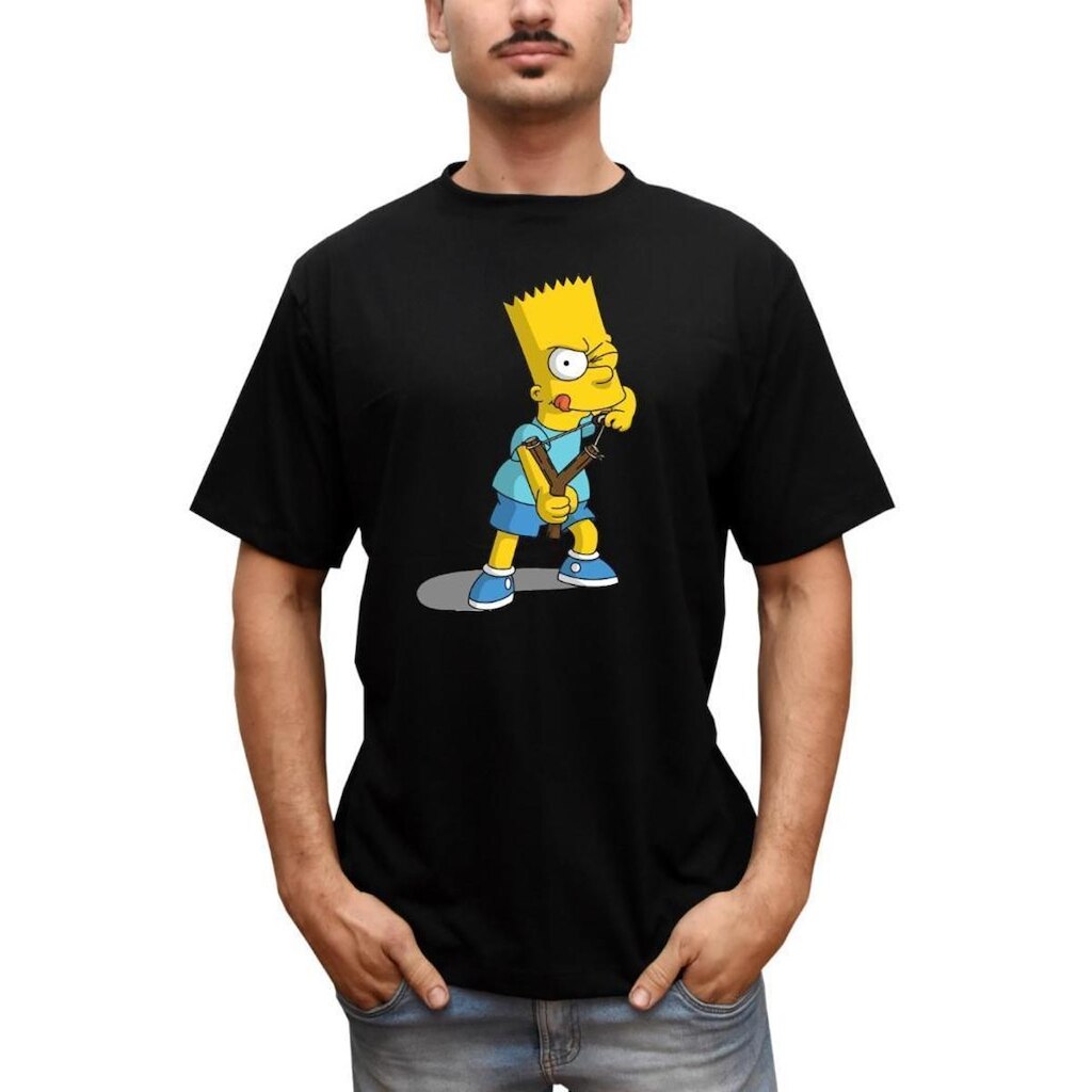 Camiseta Masculina Bart Simpson Estilingue