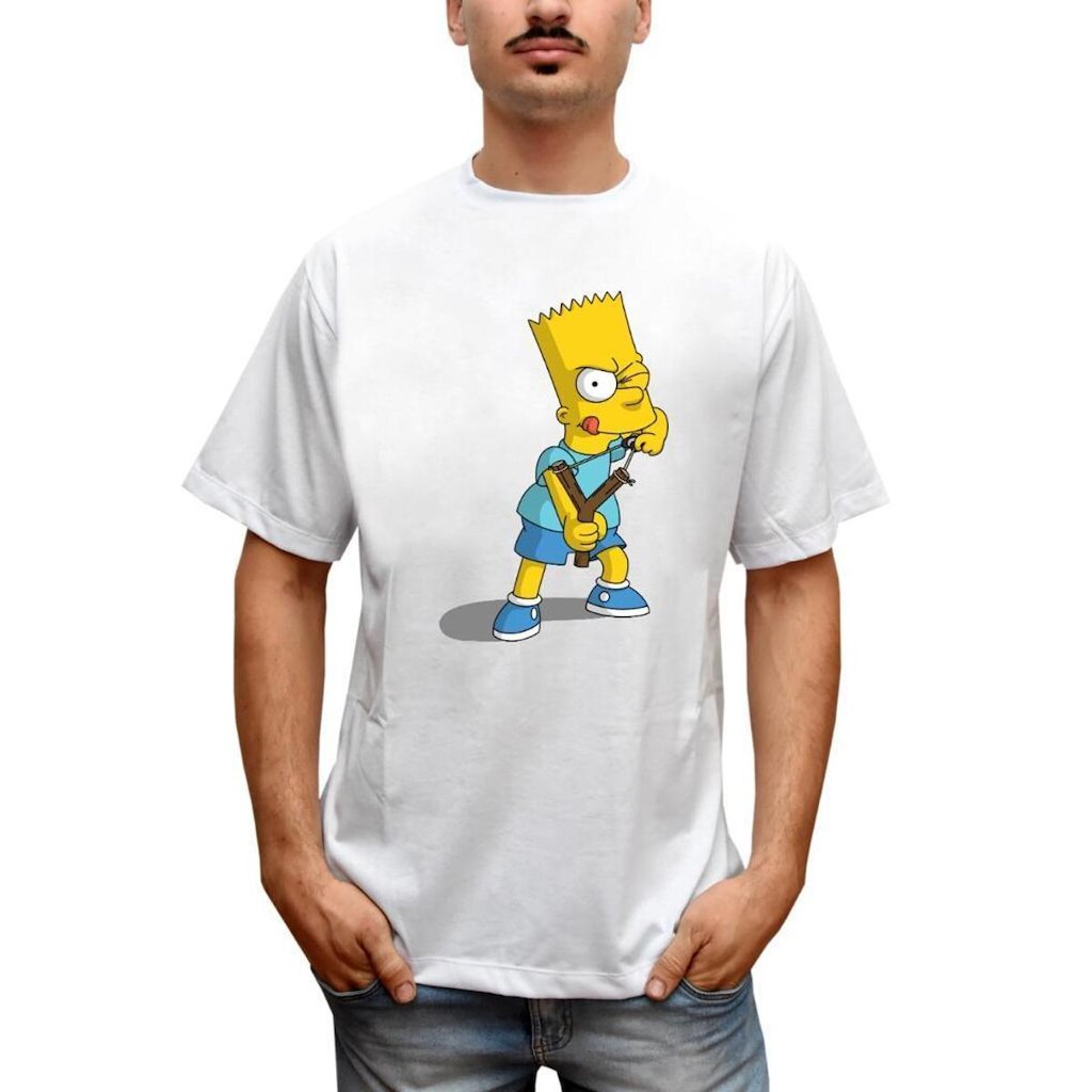 Camiseta Masculina Bart Simpson Estilingue