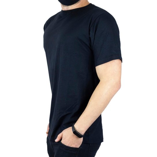 Camiseta Masculina Básica Algodão Premium Caimento Perfeito C97 - Preto Menor preço em Camiseta Masculina Básica Algodão Premium Caimento Perfeito C97 - Preto