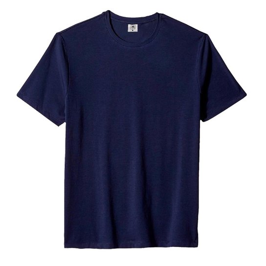 Camiseta Masculina Básica Algodão Premium - Azul Menor preço em Camiseta Masculina Básica Algodão Premium - Azul