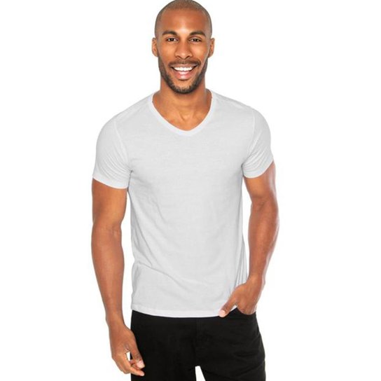 Camiseta Masculina Básica Meia Malha KO211 - Branco Menor preço em Camiseta Masculina Básica Meia Malha KO211 - Branco