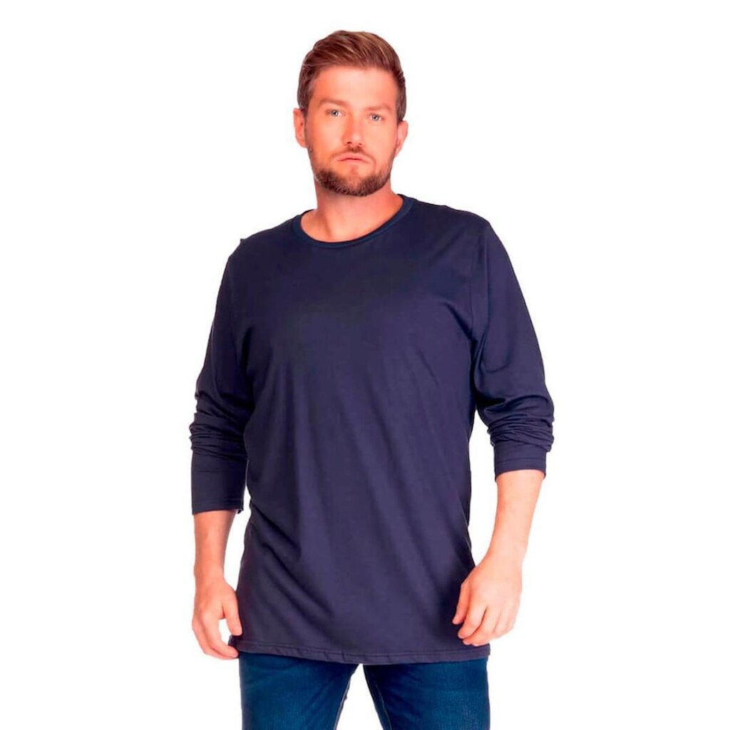 Camiseta Masculina Básica Manga Longa Plus Size