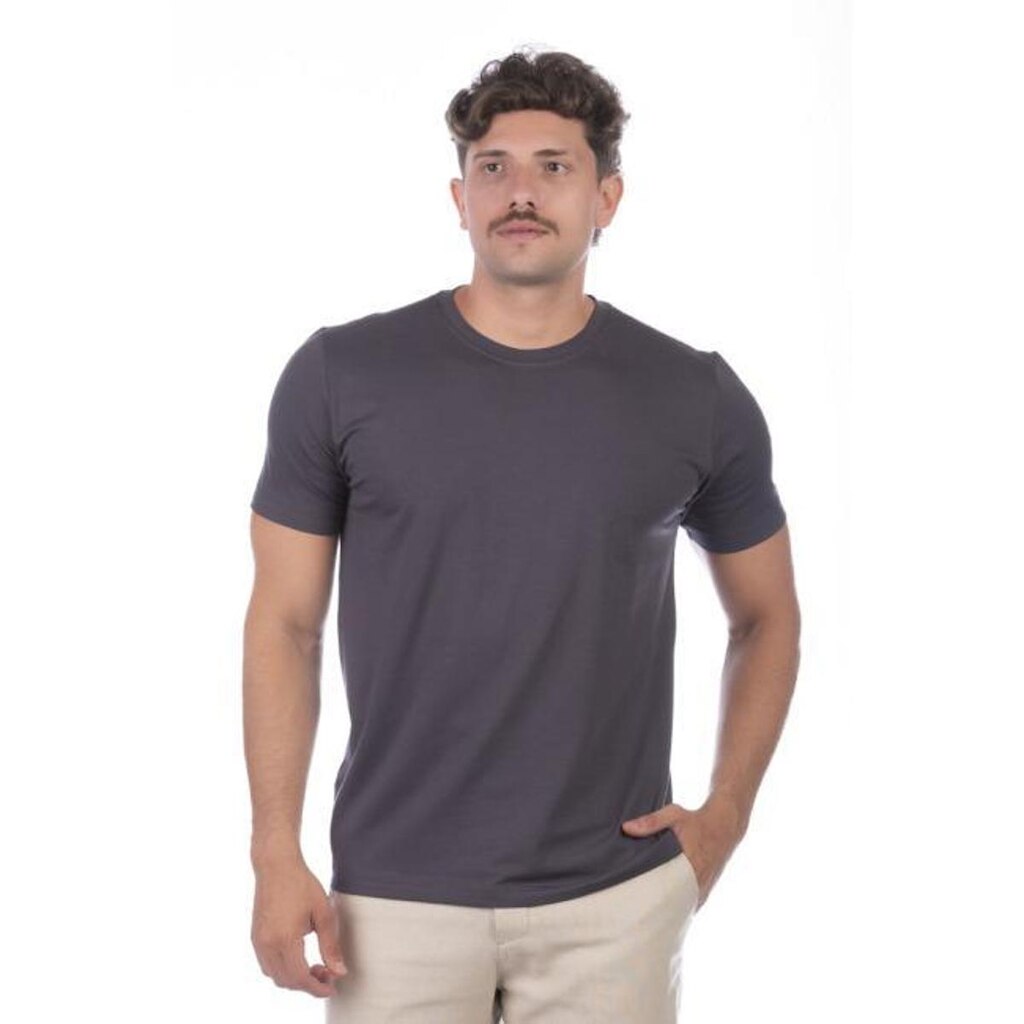 Camiseta Masculina BASICOW - Algodão Egípcio Petenatii Chumbo