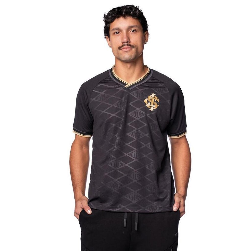 Camiseta Masculina Betel Inter Gold Losango Preto/Dourado