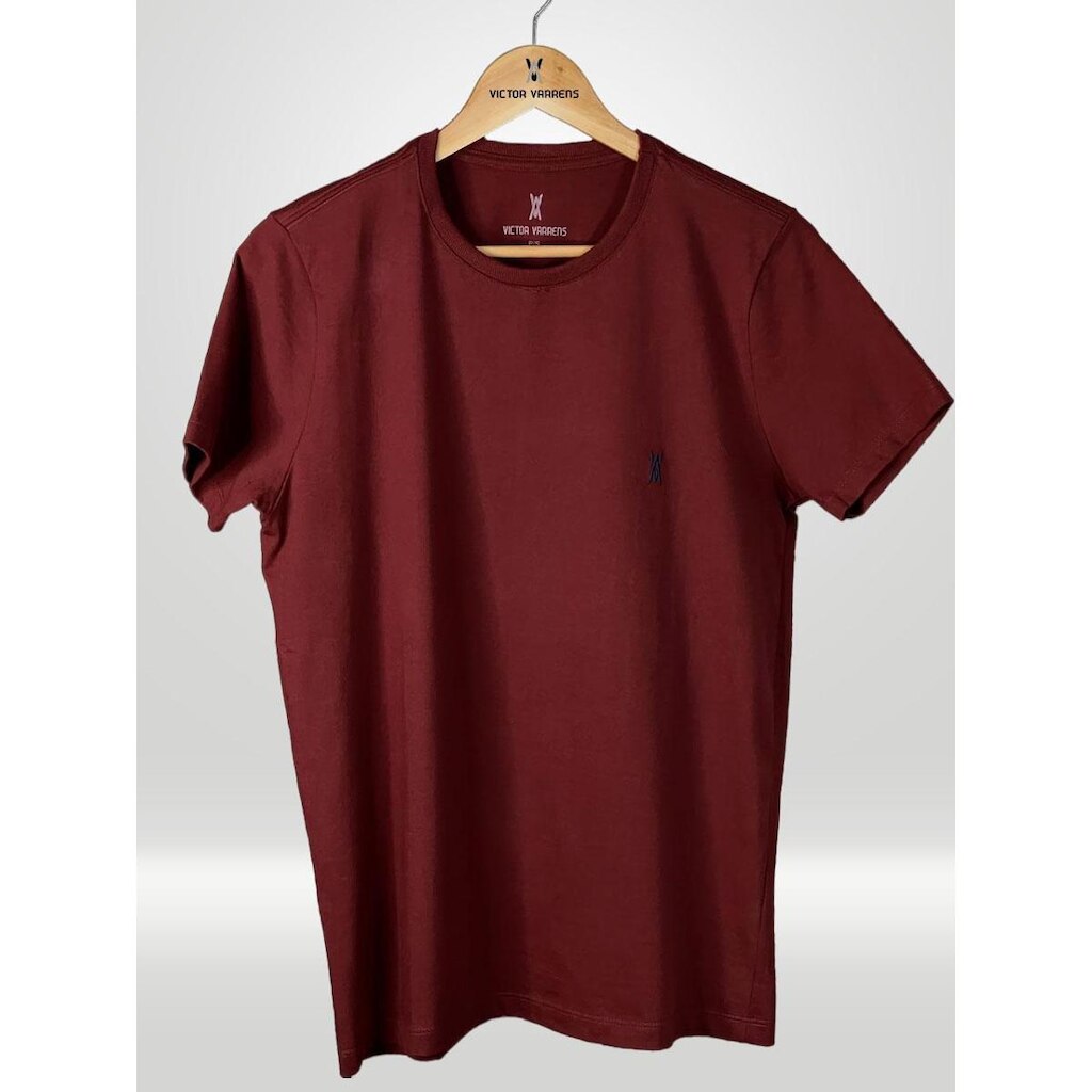 Camiseta Masculina Bordô 100% Algodão