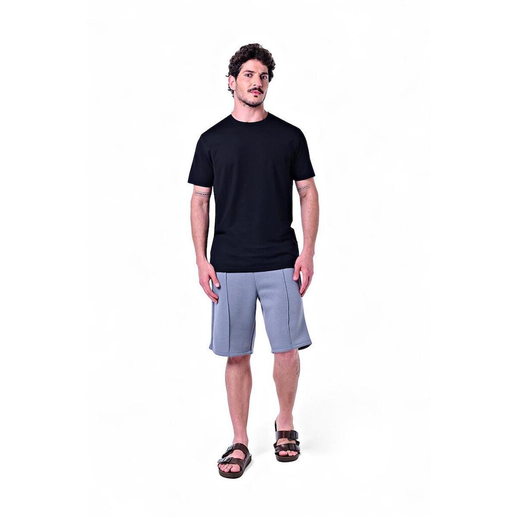 Camiseta Masculina Careca Básica Não Amassa Elastano Pacific Blue