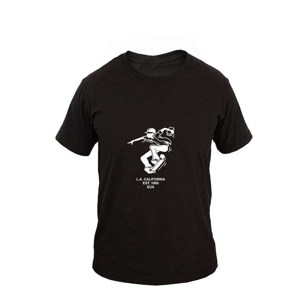 Camiseta Masculina Casual Algodão Manga Curta Skate Study