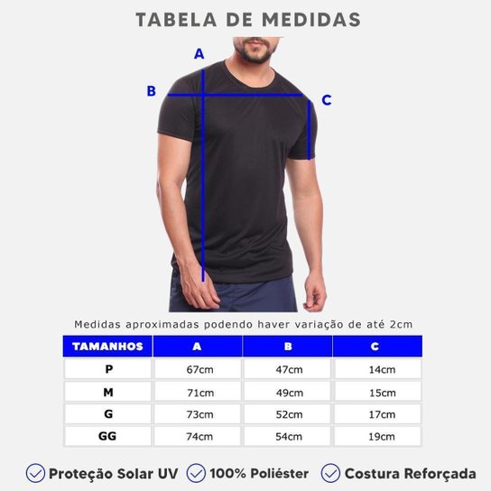 Camiseta Masculina Dry Manga Curta Proteção UV Slim Fit Básica Academia Treino Fitness