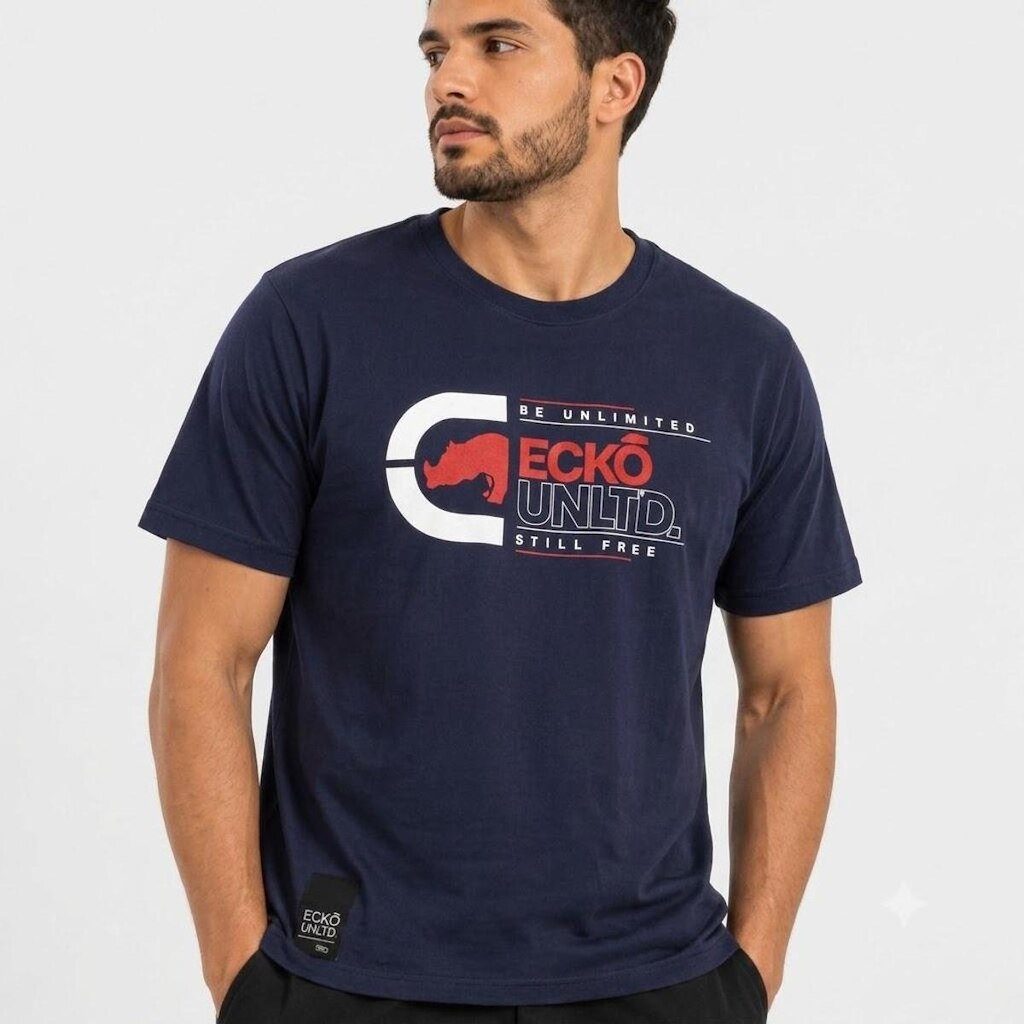 Camiseta Masculina Ecko Unltd Estampa Original EK515 - Azul