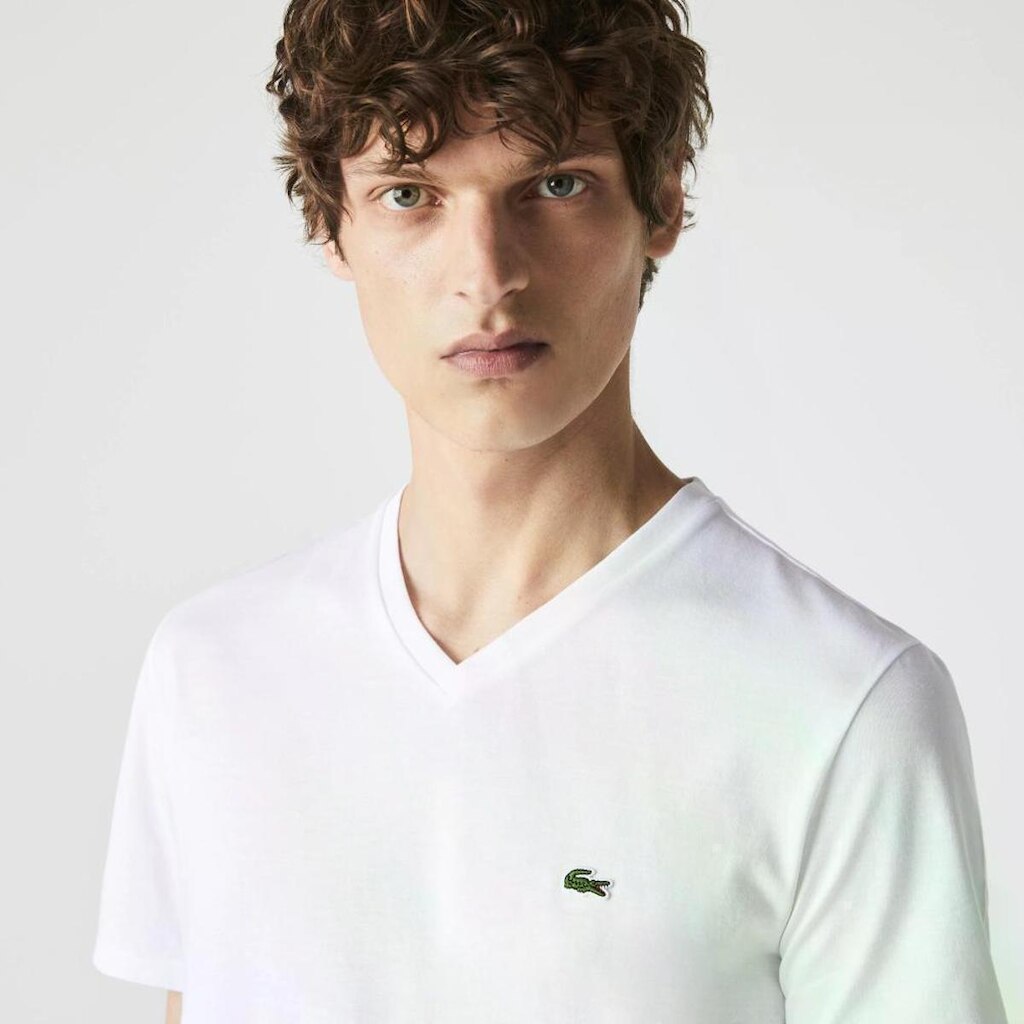 Camiseta Masculina em Jérsei de Algodão Pima com Gola V