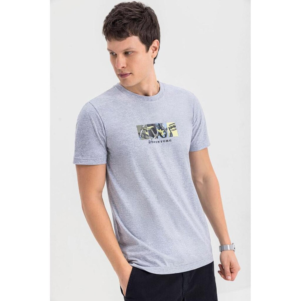 Camiseta Masculina Em Malha Essendi Cinza Médio