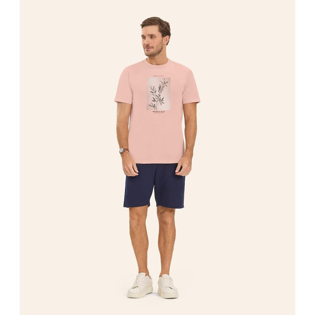 Camiseta Masculina em Meia Malha Diametro Rosa