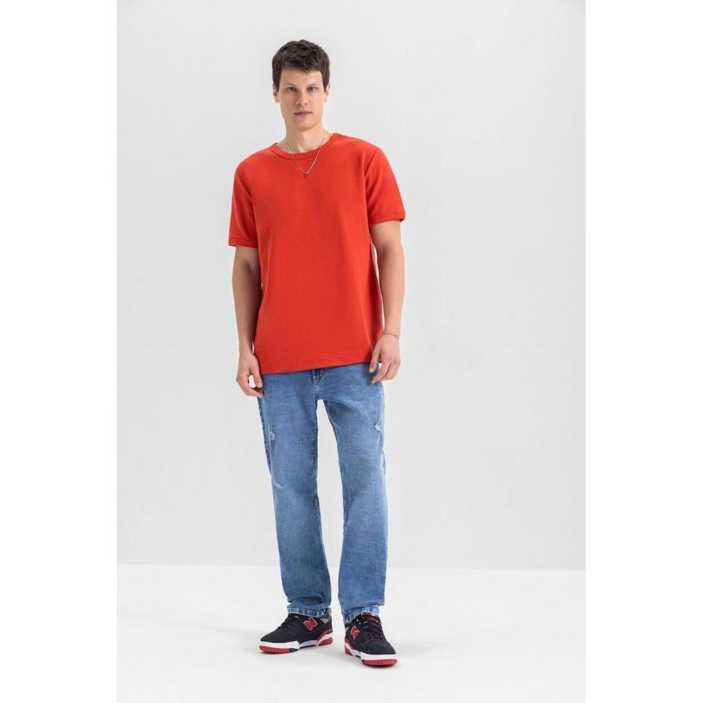 Camiseta Masculina Em Moletinho Essendi Laranja Médio