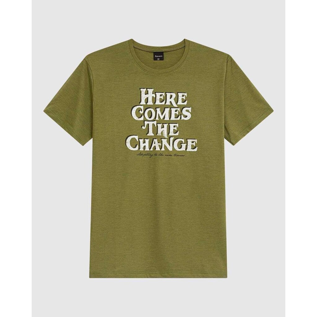 Camiseta Masculina Estampa Lettering Frontal Em Malha Algodão