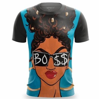 Camiseta Masculina Estampada Black Boss Camisa Casual Verão