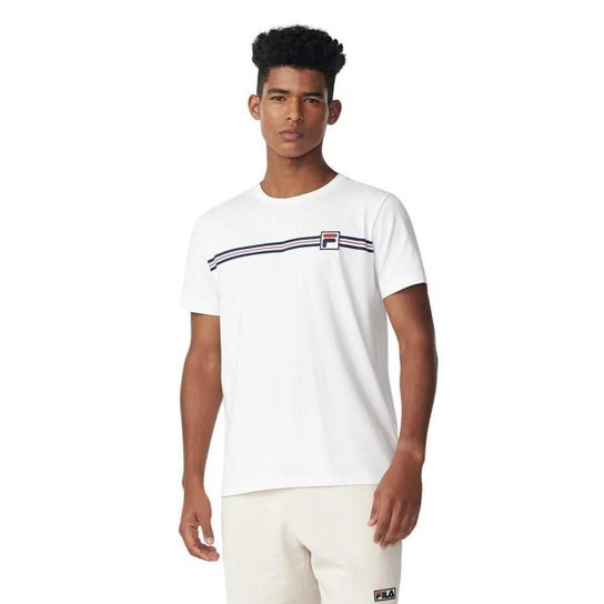 Camiseta Masculina Fila F-Box Letter II Off White - F11H - Branco Menor preço em Camiseta Masculina Fila F-Box Letter II Off White - F11H - Branco