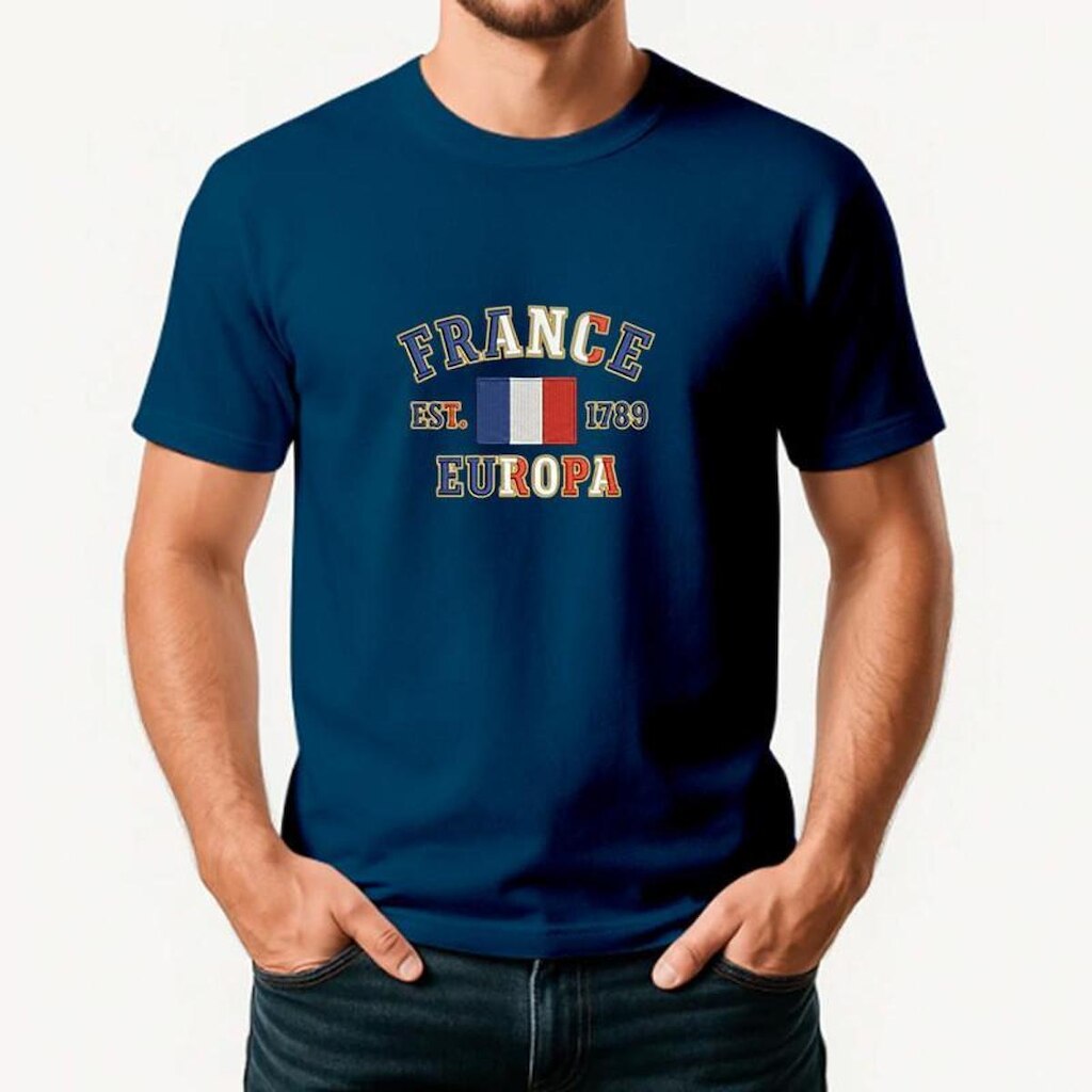 Camiseta Masculina FRANÇA Exclusiva Algodão Premium