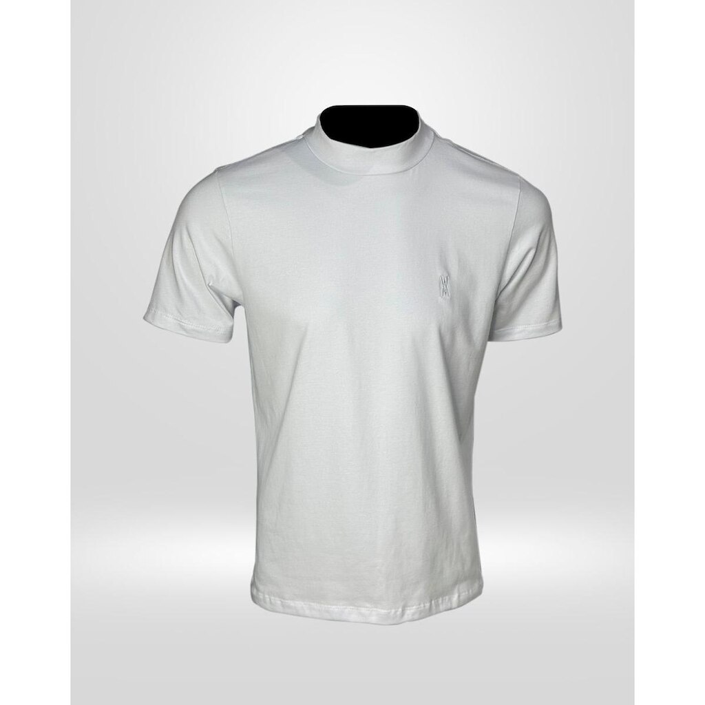 Camiseta Masculina Gola Alta Branca