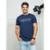 Camiseta Masculina Gola Careca em Algodão Estampada Premium - Azul