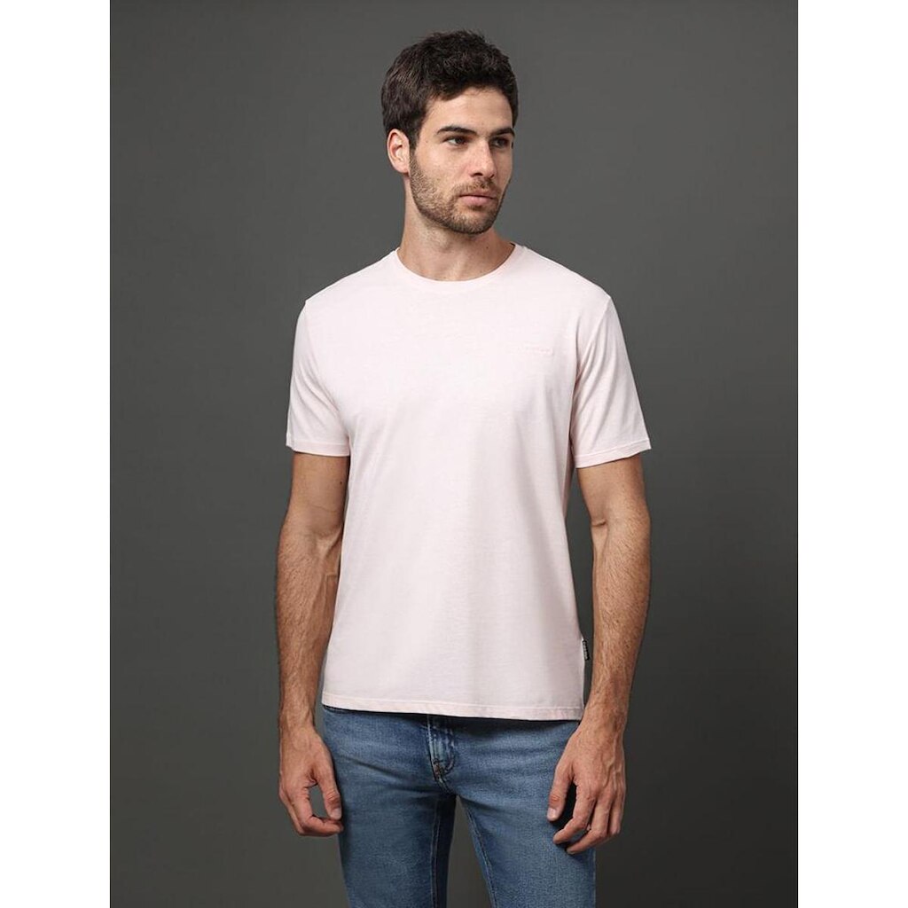 Camiseta Masculina Gola Careca Solid Liquid - Rosa Pó
